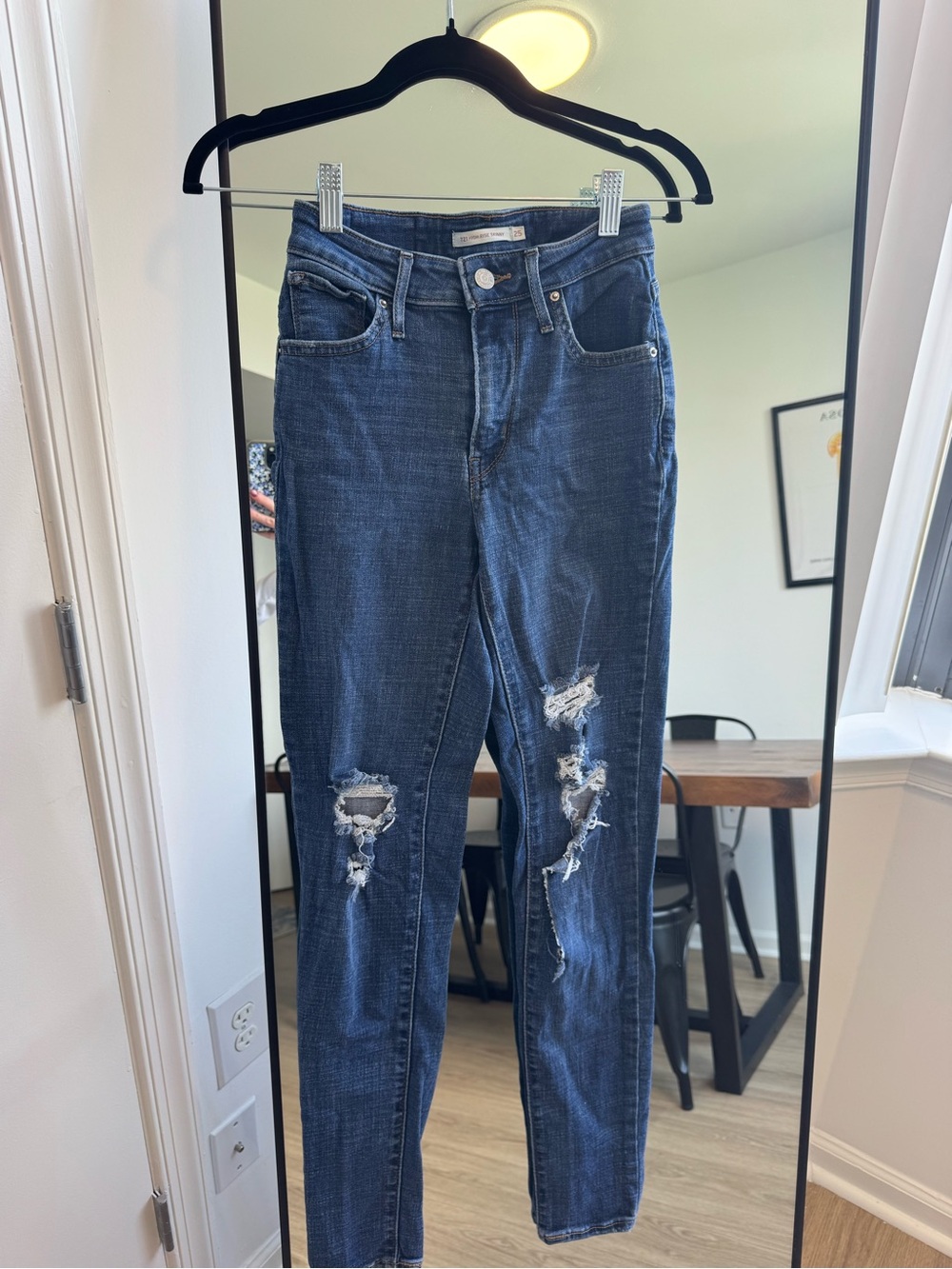 Levi's Dark Blue Distressed Skinny Jeans